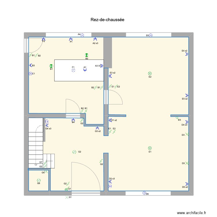 RDC Barnich + elec. Plan de 1 pièce et 74 m2