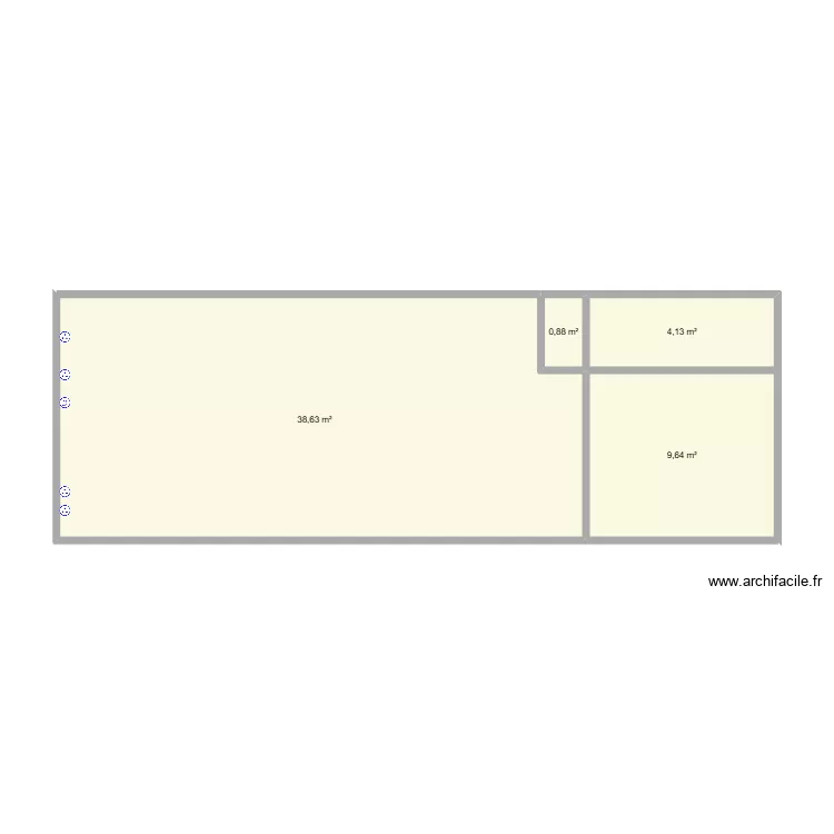 Maison vide. Plan de 4  et 53 m²