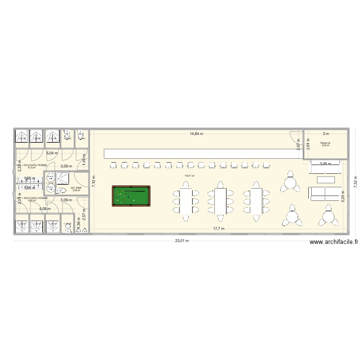 projet psf. Plan de 15 pièces et 160 m2