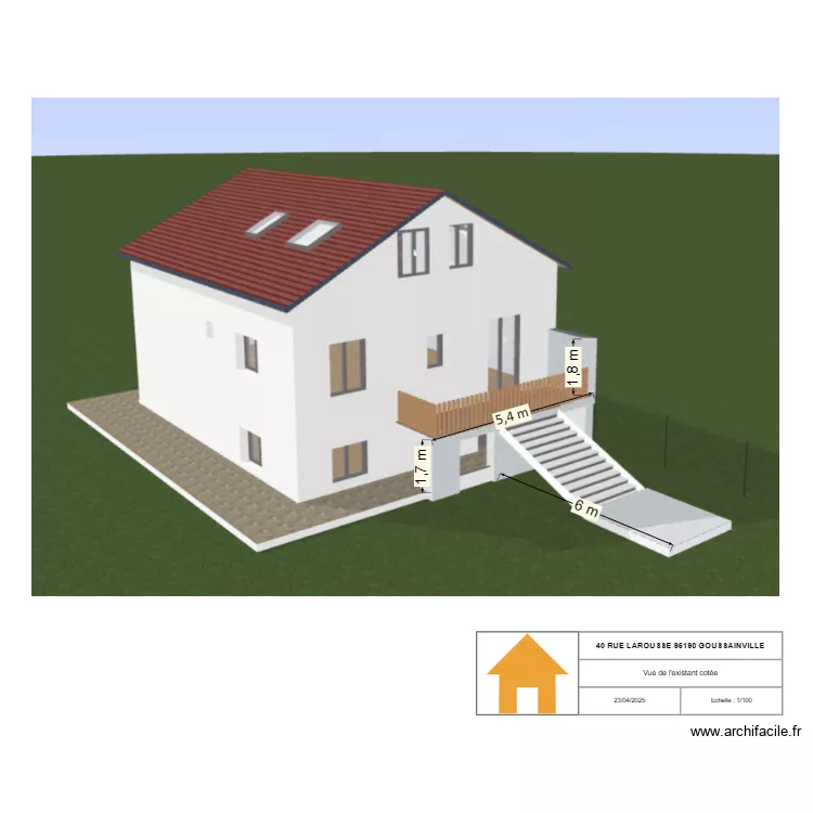 vue de face cot&eacute; avant travaux. Plan de 