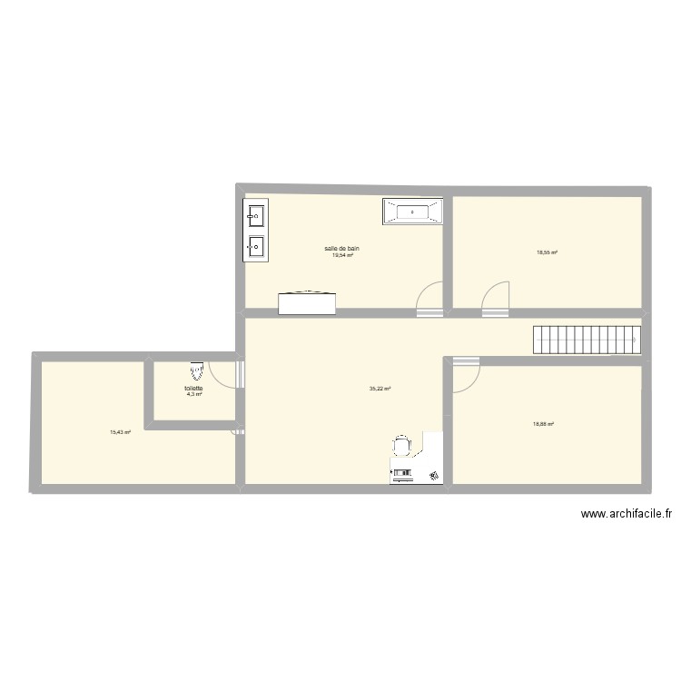 PLAN 1 étage. Plan de 6 pièces et 112 m2