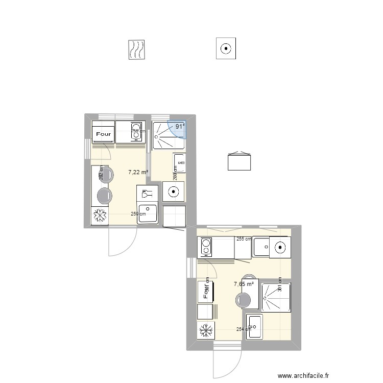 diderot 6. Plan de 2 pièces et 15 m2