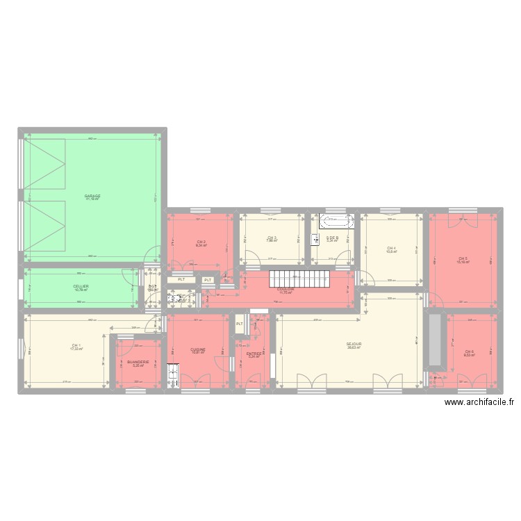 BETOULLE. Plan de 20 pièces et 195 m2