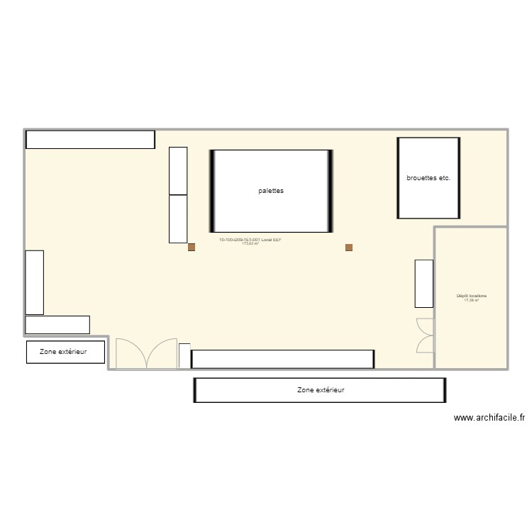 Local EEF. Plan de 2 pièces et 191 m2