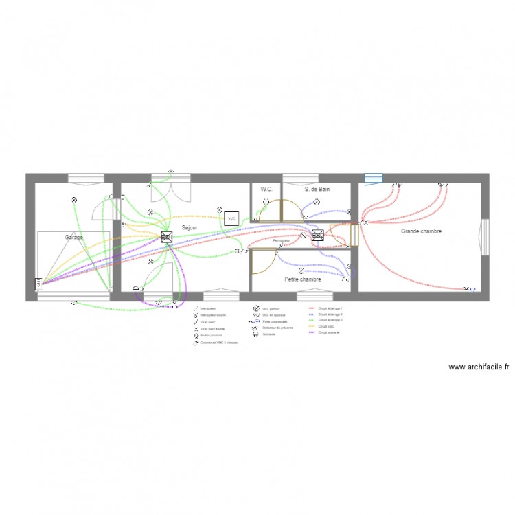 Pavillon AFPA Plan circuits éclairage VMC sonnerie. Plan de 0 pièce et 0 m2