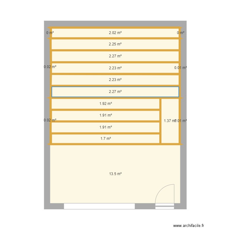 mezzanine. Plan de 18 pièces et 36 m2