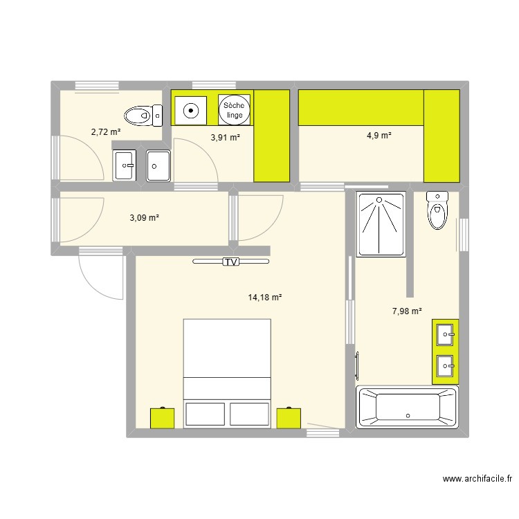 c11. Plan de 6 pièces et 37 m2