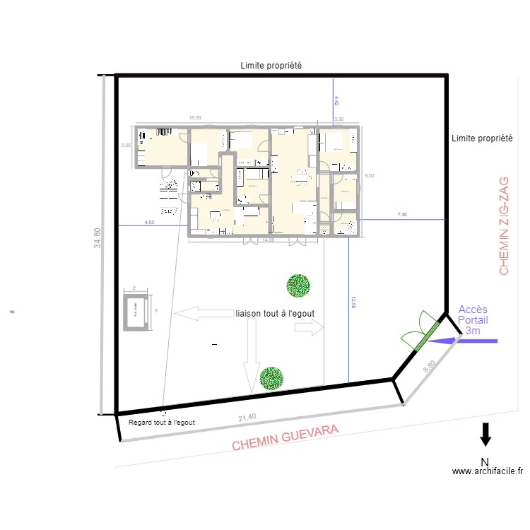 plan de masse. Plan de 15 pièces et 844 m2