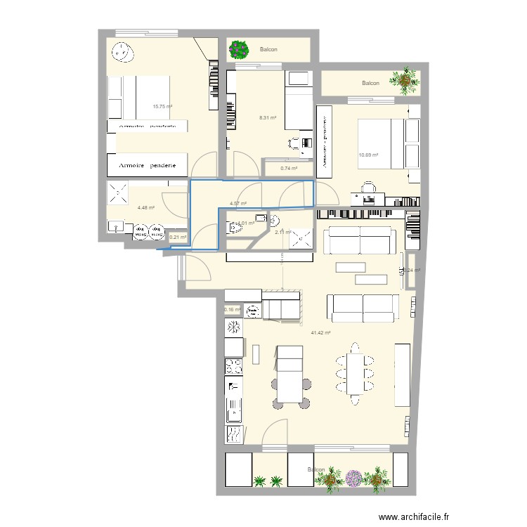 Appart option 5 archi ilot central. Plan de 0 pièce et 0 m2