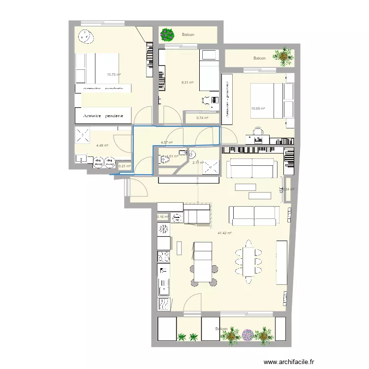 Appart option 5 archi ilot central. Plan de 