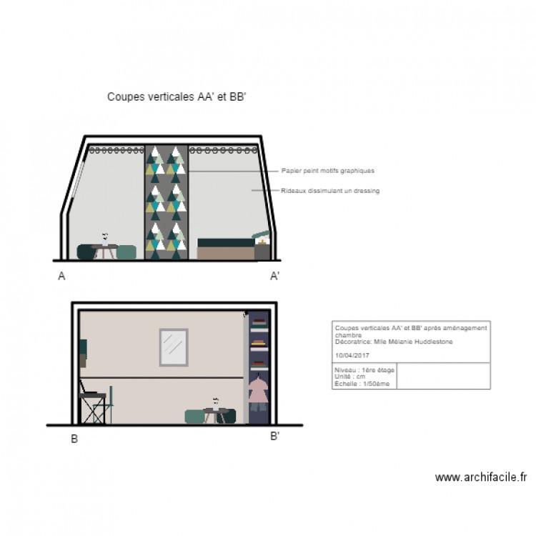 coupe aa et bb amenagement. Plan de 0 pièce et 0 m2