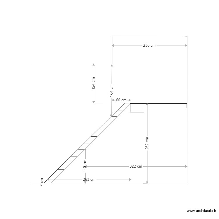 Escalier Mezzanine Entrée Départ 175 Passage 164. Plan de 0 pièce et 0 m2