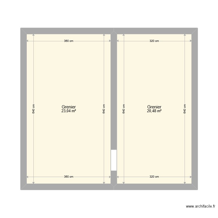 Plan Grenier Bure. Plan de 2 pièces et 44 m2