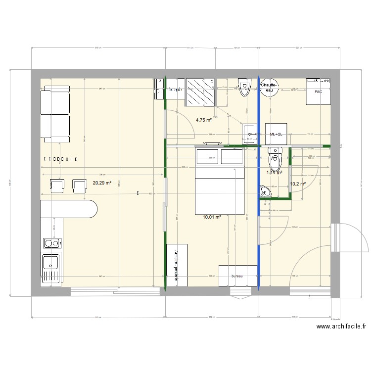 rdc 1 et entrée 5 dec 2 chambre. Plan de 0 pièce et 0 m2