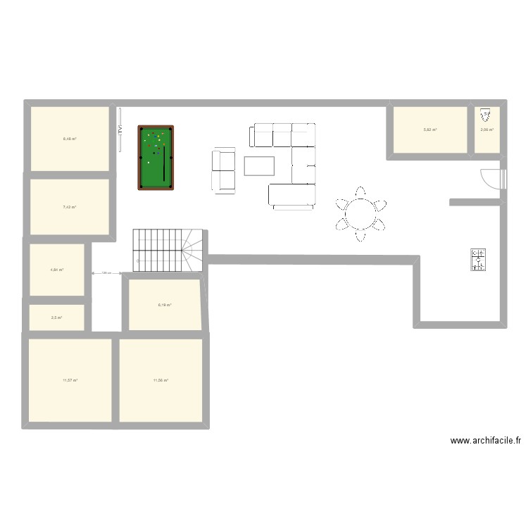 vido 2 11 2022. Plan de 9 pièces et 60 m2