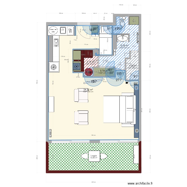 Pra loup 2. Plan de 6 pièces et 55 m2