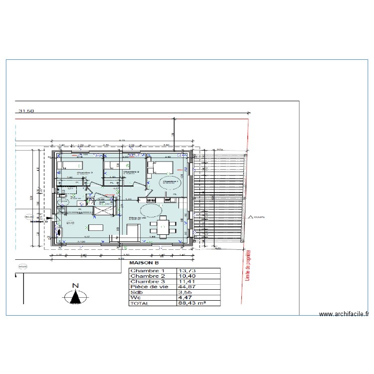 Maison B Arcisse. Plan de 0 pièce et 0 m2