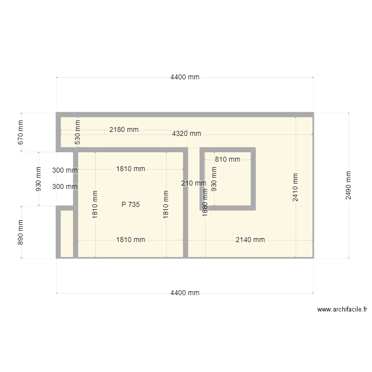 mur cave. Plan de 4 pièces et 11 m2