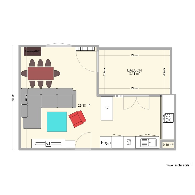 CUISINE SALON BALCON. Plan de 0 pièce et 0 m2
