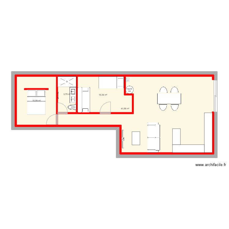 plan de maison dépendance. Plan de 4 pièces et 98 m2