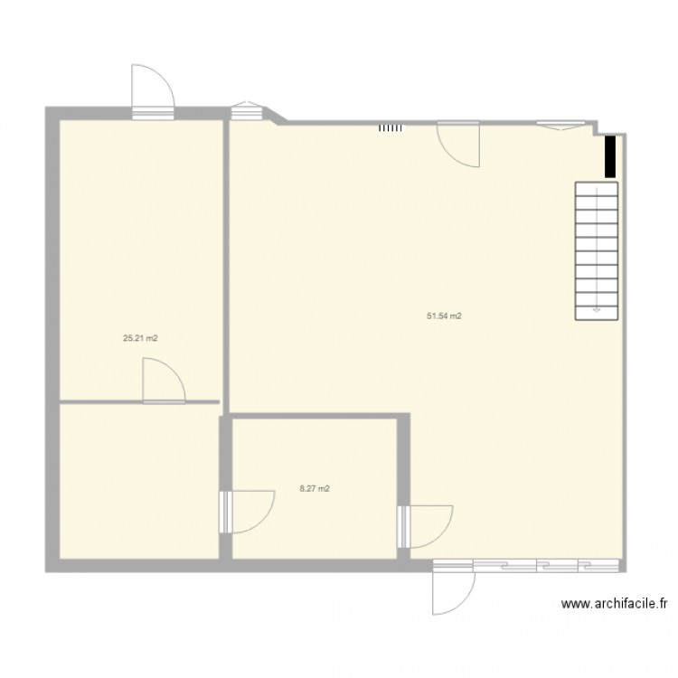 rez de chaussee chevillon1. Plan de 3 pièces et 85 m2