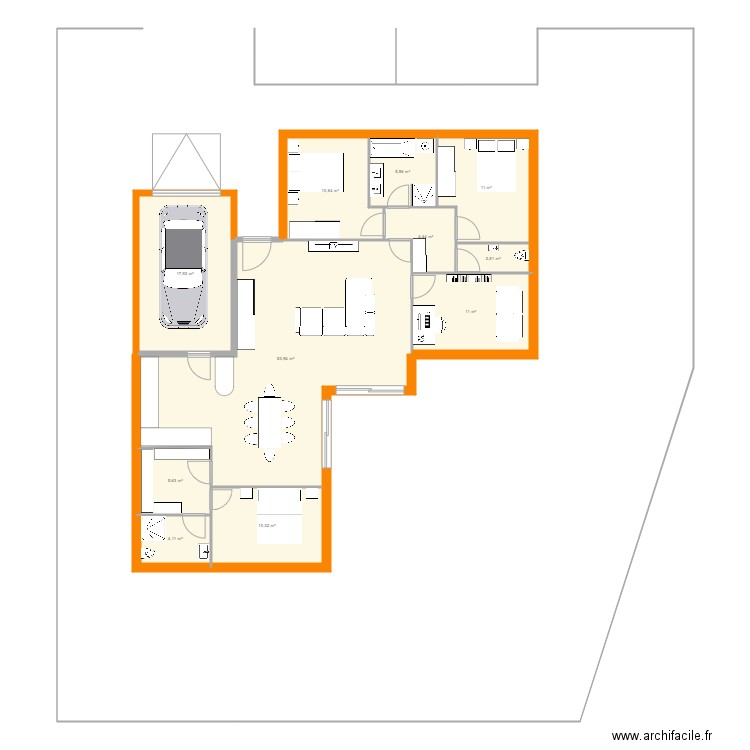 Bernin. Plan de 11 pièces et 137 m2