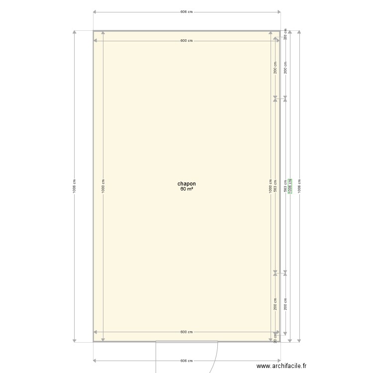 chapon. Plan de 1 pièce et 60 m2