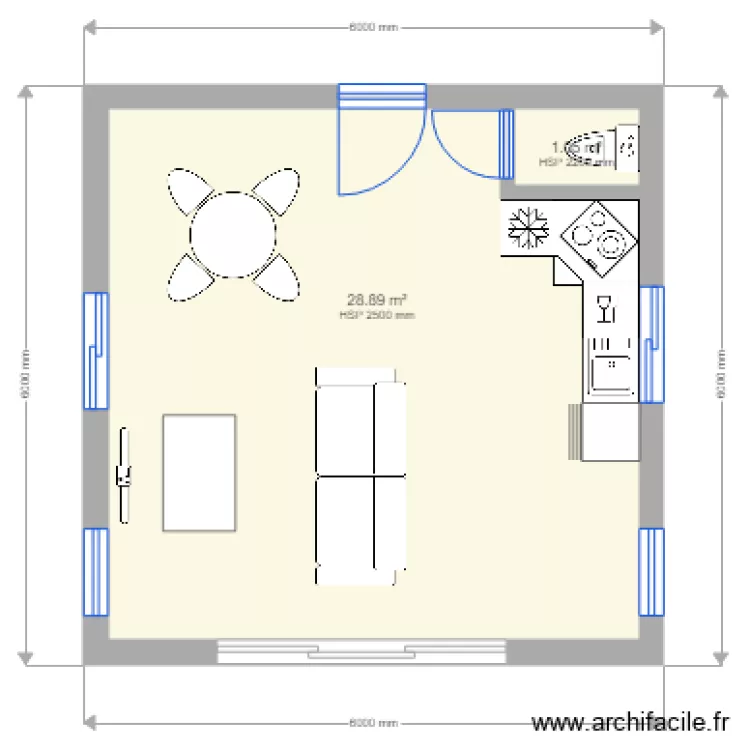 pi&egrave;ce principale. Plan de 