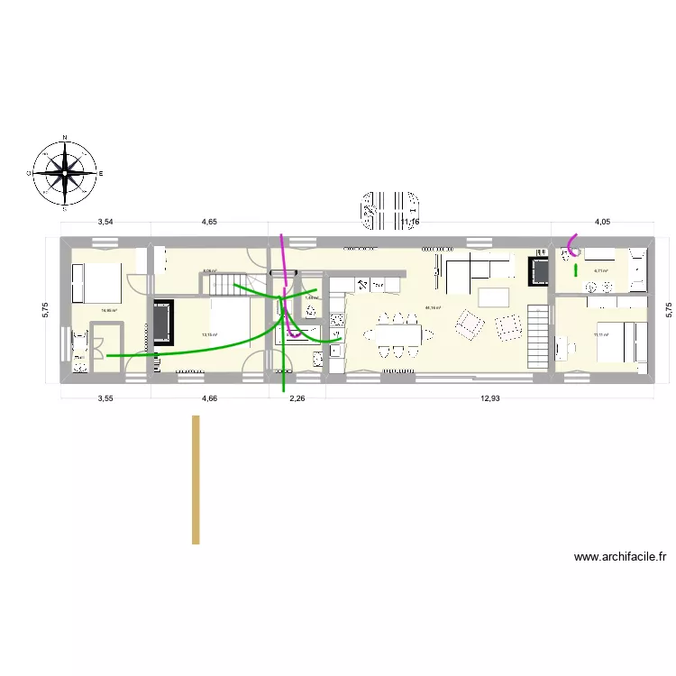 La Frette avec travaux avec VMC. Plan de 8  et 105 m²