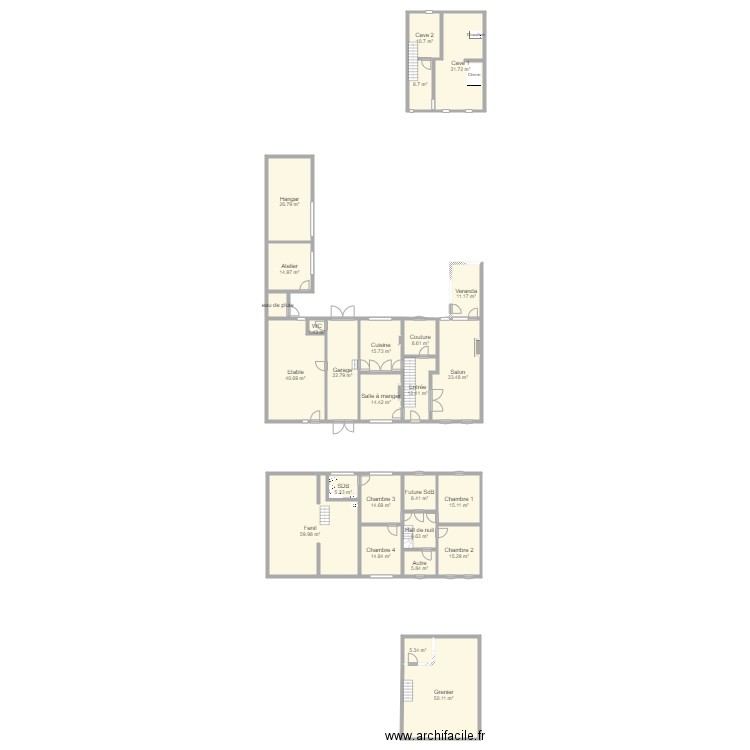 Maison Superficies. Plan de 0 pièce et 0 m2