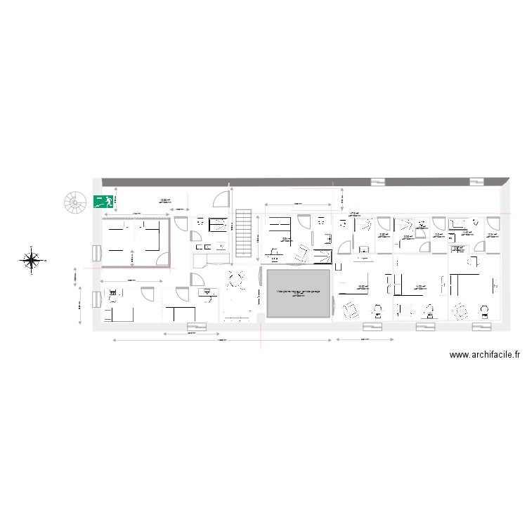 développement des chambres LVA 1er étage ex étable. Plan de 15 pièces et 162 m2