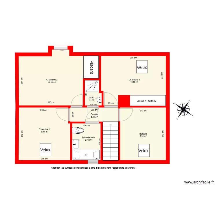 BI 4833 &eacute;tage cot&eacute;. Plan de 