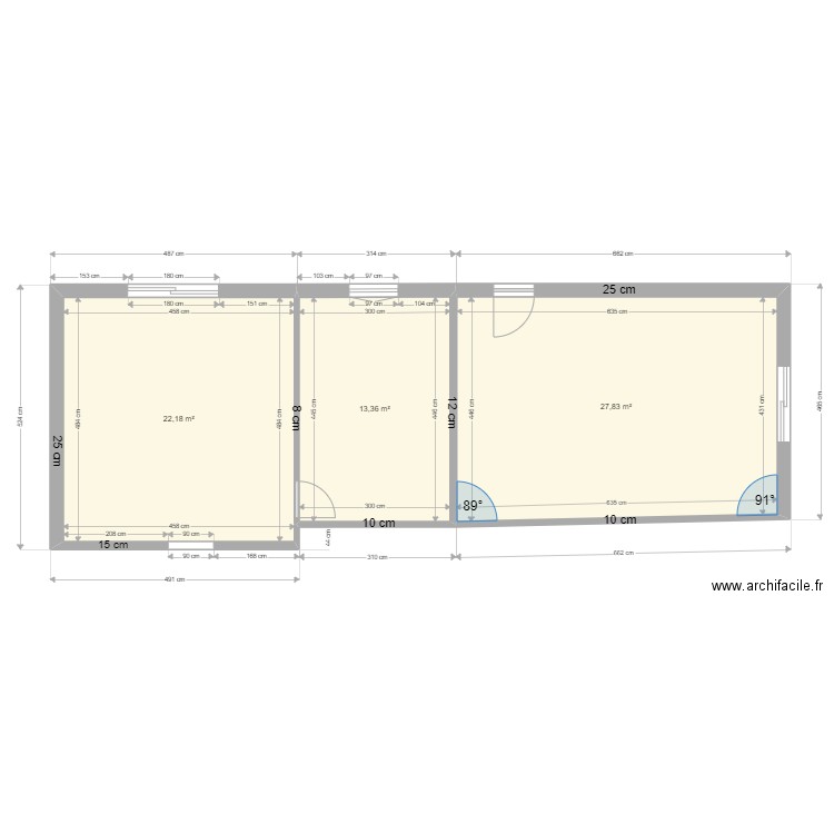 plan definitf epaisseur mur. Plan de 3 pièces et 63 m2