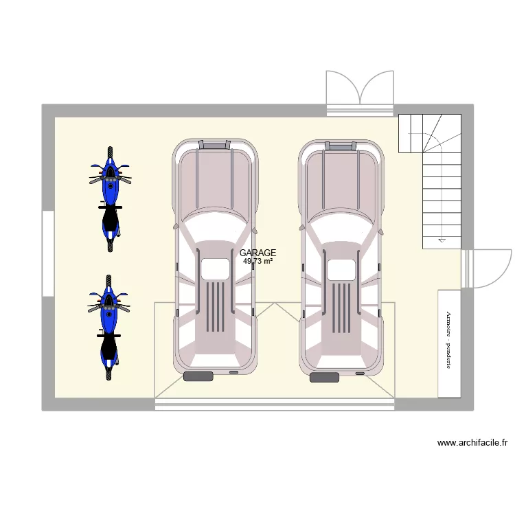 Garage 1. Plan de 1  et 50 m²