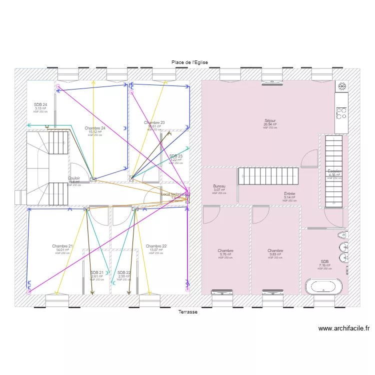 Etage 2 prises. Plan de 