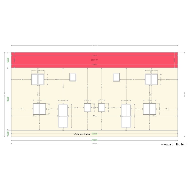 Maison Quissac façade sud. Plan de 3 pièces et 114 m2