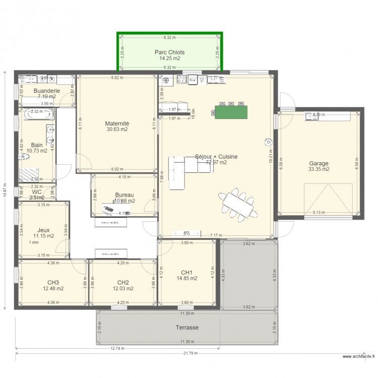 Projet Maison 06/03/2022. Plan de 14 pièces et 273 m2