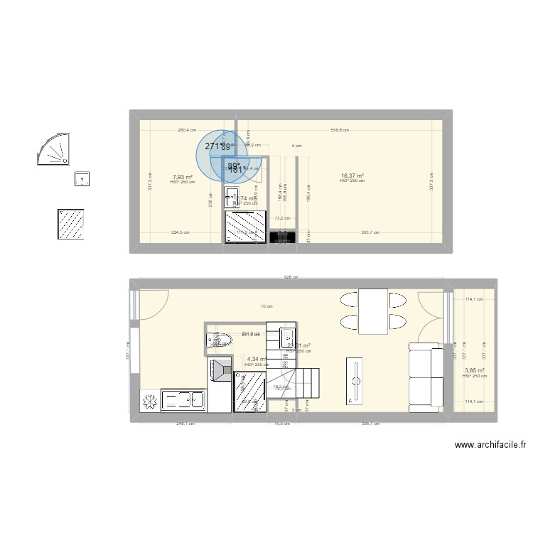 appartement st jean 3. Plan de 7 pièces et 58 m2