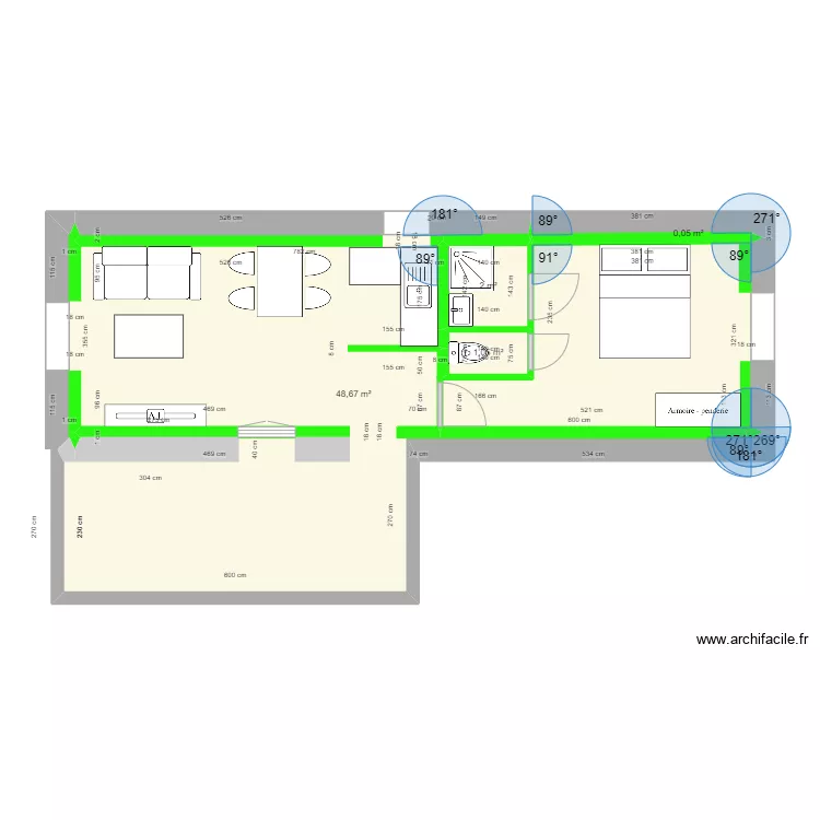 1er &eacute;tage chambre &agrave; droite. Plan de 