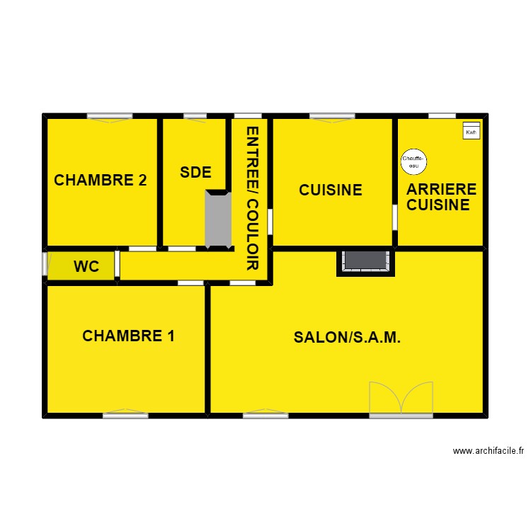 FOUCAUD STEF. Plan de 5 pièces et 61 m2