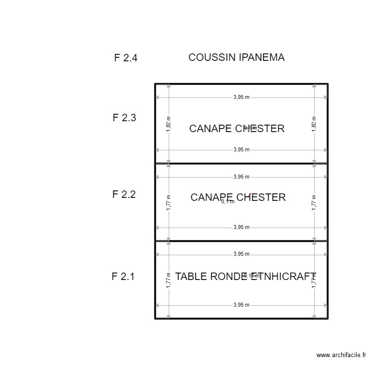 F 2. Plan de 3 pièces et 21 m2