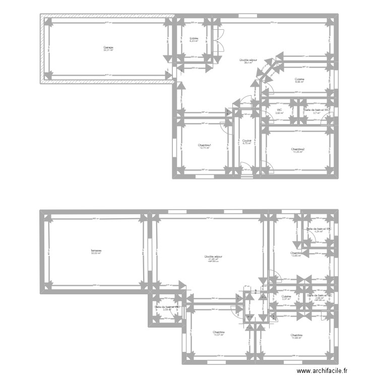 MAISON BENIN. Plan de 18 pièces et 260 m2