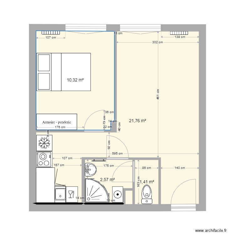 Appart4cuisine4remplace4sdb. Plan de 0 pièce et 0 m2