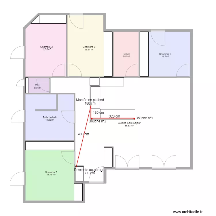 maisonnette Aspiration centralis&eacute;. Plan de 