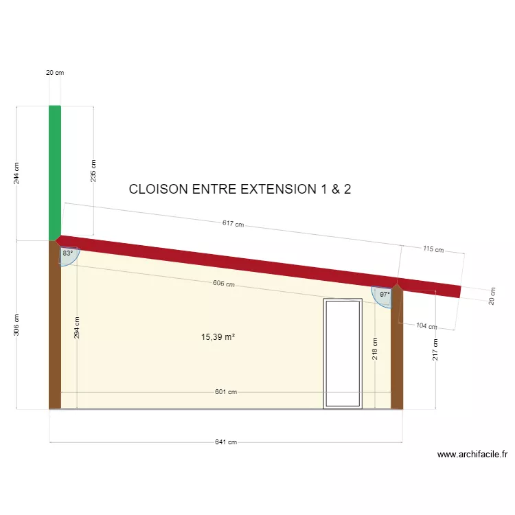 CLOISON ENTRE EXTENSION 1 &2. Plan de 