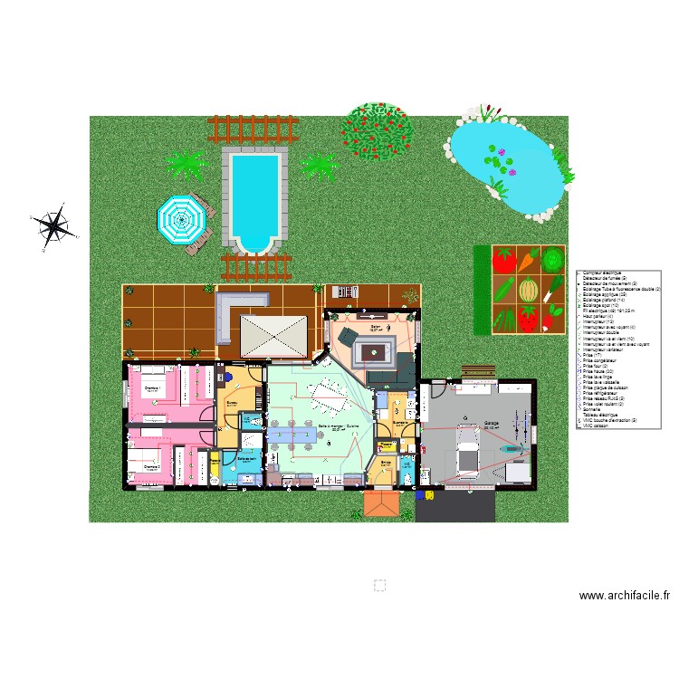 1er projet. Plan de 13 pièces et 155 m2