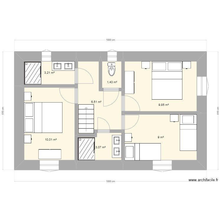 Gite 2 - esc - R1 C. Plan de 7 pièces et 43 m2