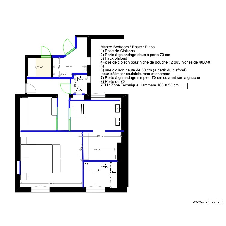 Master BedRoom (état final) 2. Plan de 1 pièce et 2 m2