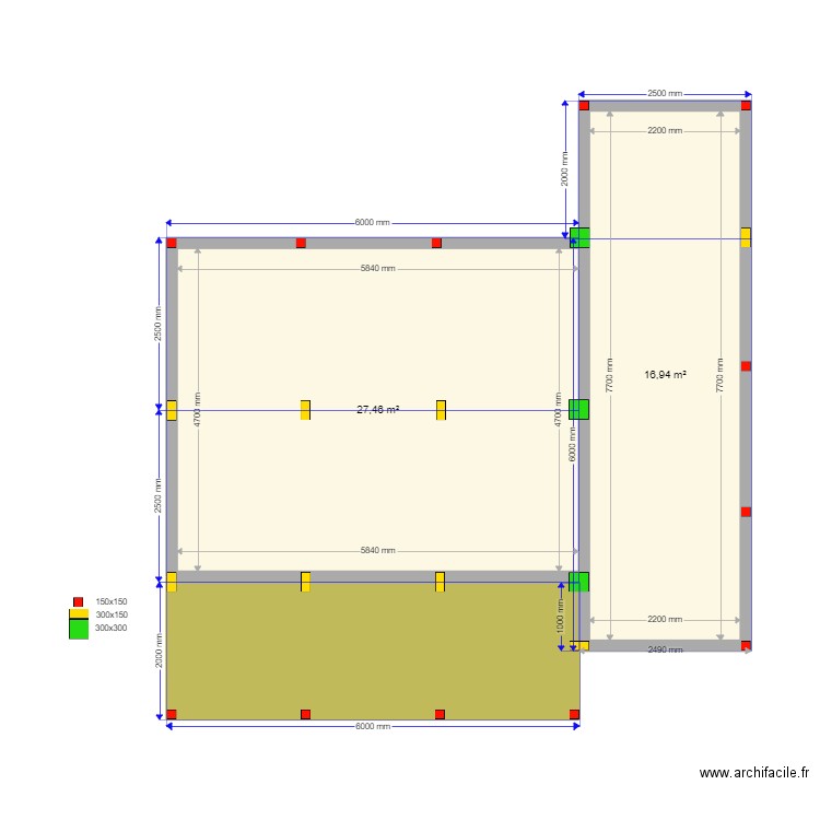 Геленджик Сваи. Plan de 3 pièces et 55 m2