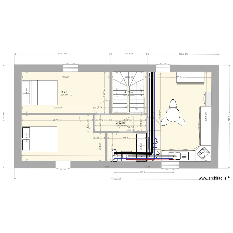 1 etage installation plomberie. Plan de 0 pièce et 0 m2